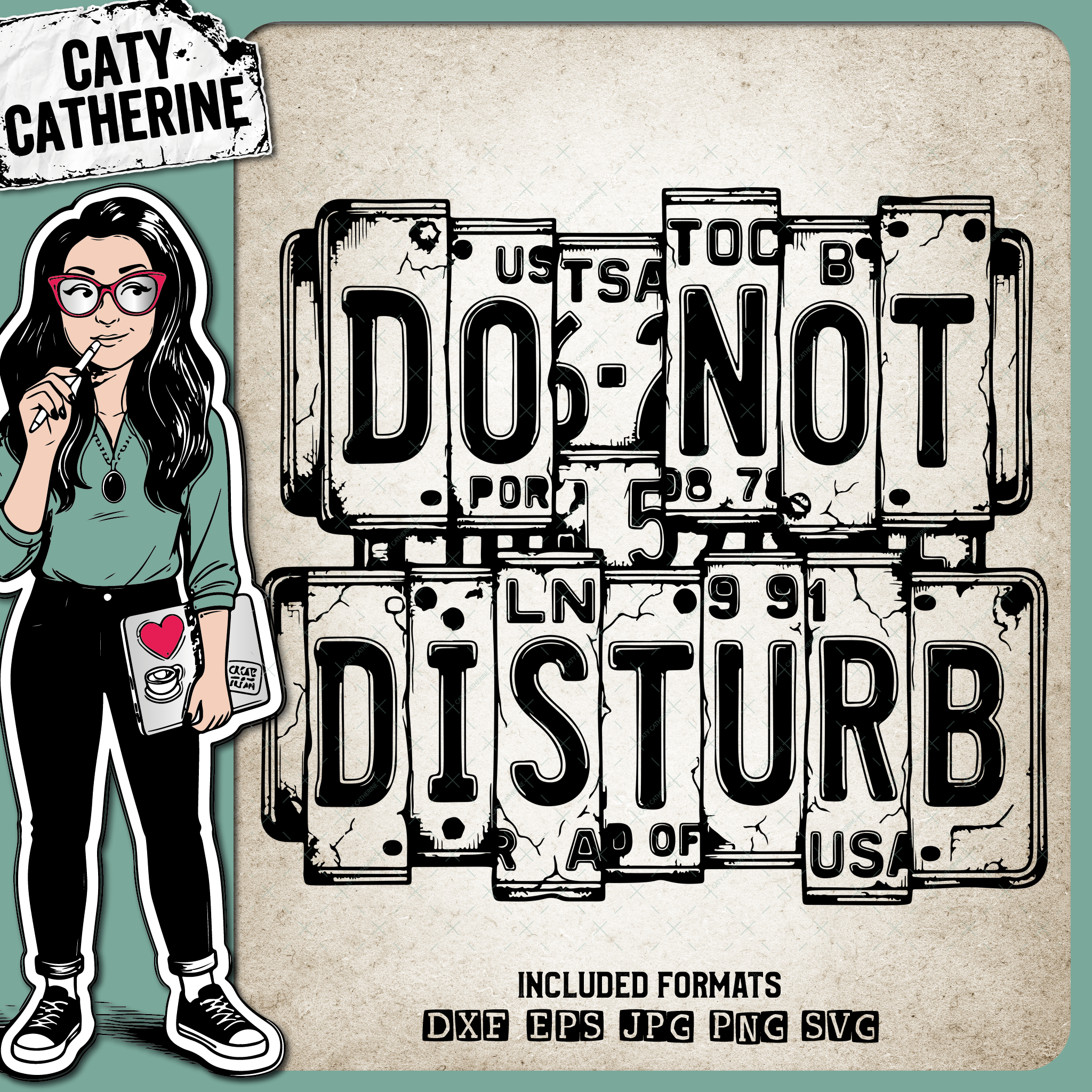 Vintage USA License Plate Typography Do Not Disturb – Home Decor SVG Design by Caty Catherine