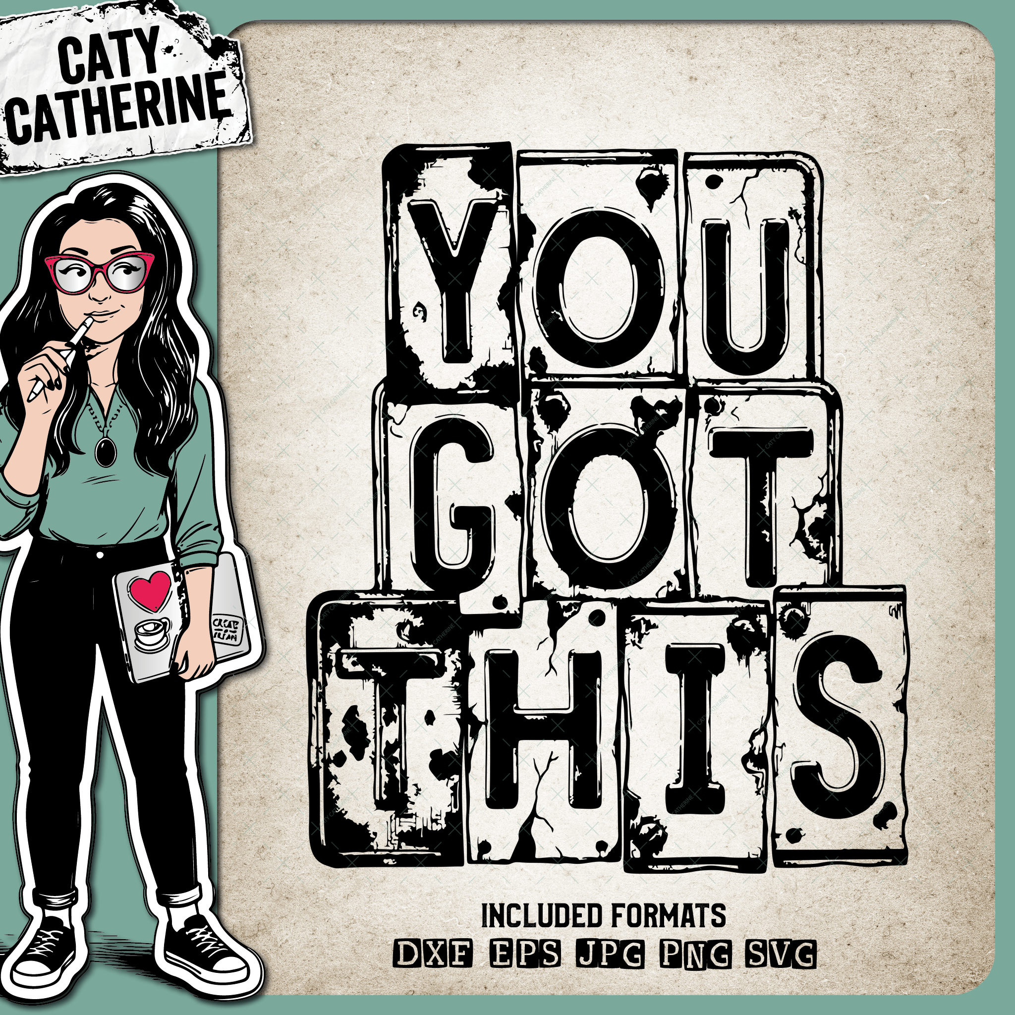 Vintage USA License Plate Typography You Got This – Quotes & Sayings SVG Design by Caty Catherine