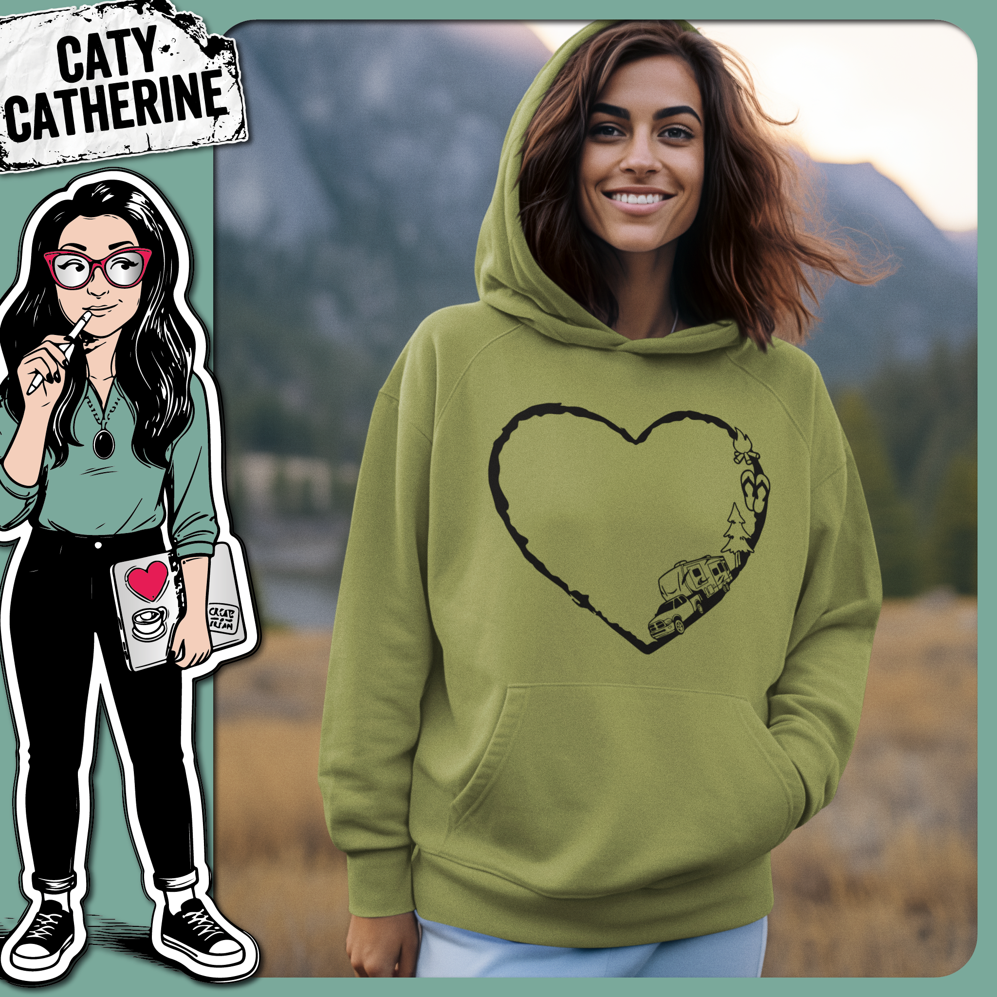 Truck and Fifth Wheel Camping Adventure Love Heart – Outdoors SVG Design by Caty Catherine