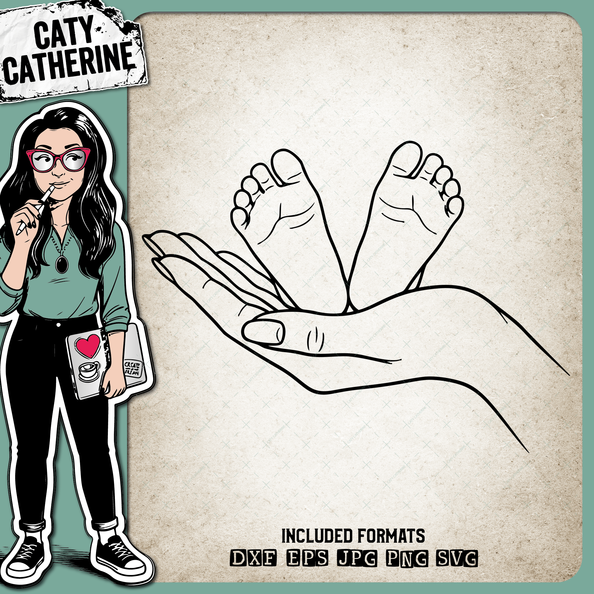 Woman's Hand Holding Baby Feet – Babies & Kids SVG Design by Caty Catherine