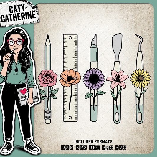 Floral Craft Tools Pretty Flowers Creative Tools – Crafting SVG Design by Caty Catherine