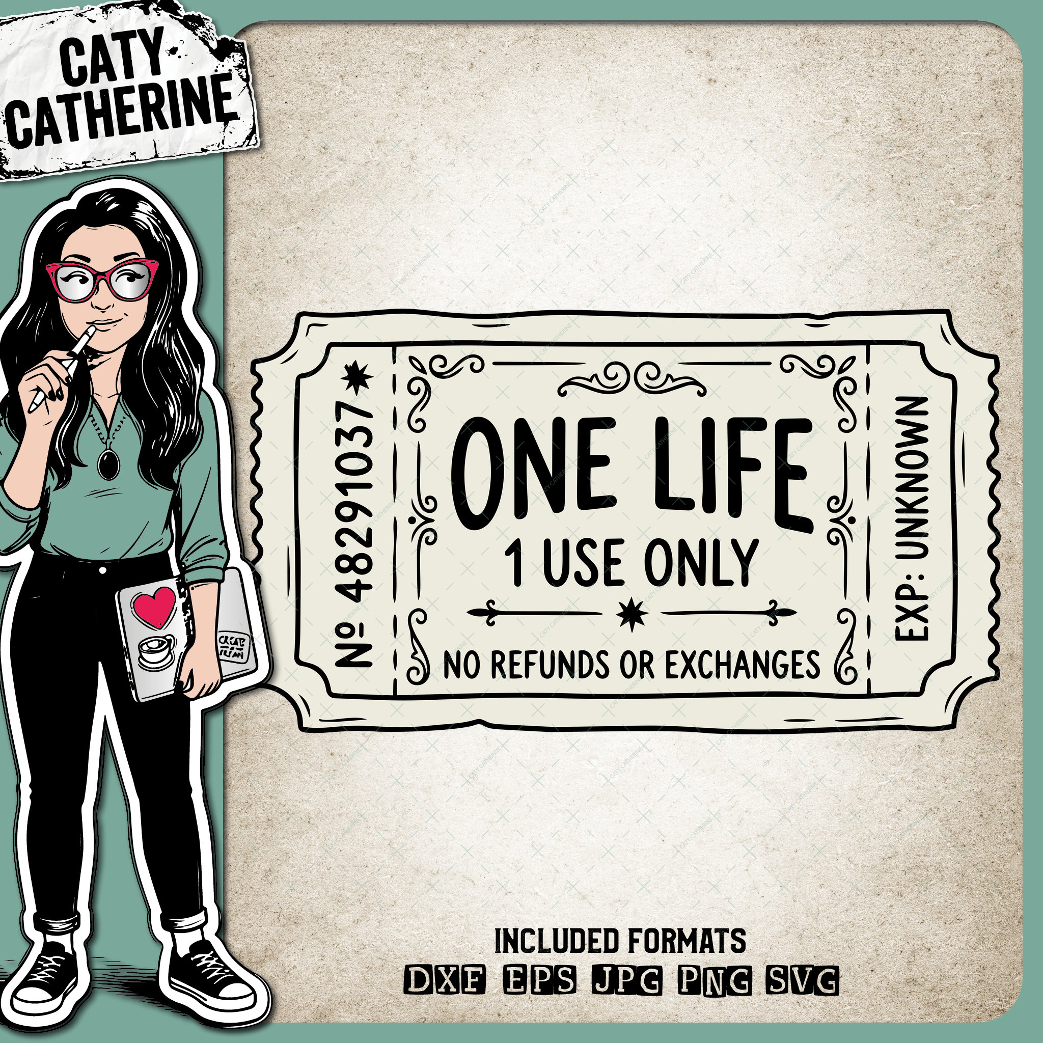 One Life Ticket Vintage Quote Design – Quotes & Sayings SVG Design by Caty Catherine