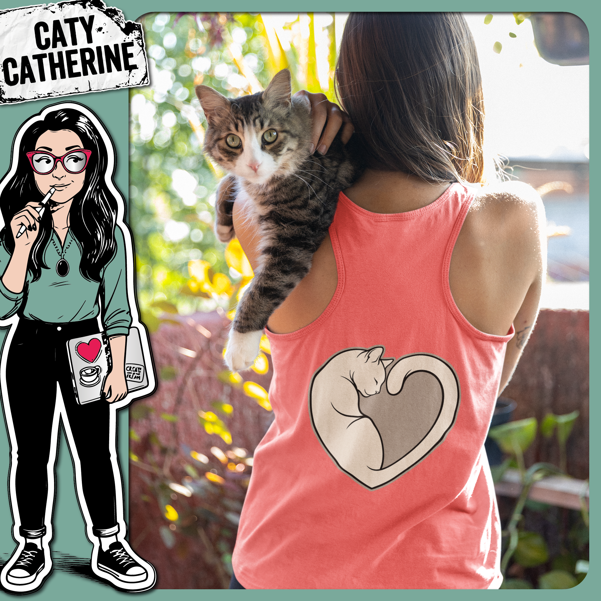 Cat Heart Cat Lover Silhouette Love Design – Pets & Animals SVG Design by Caty Catherine
