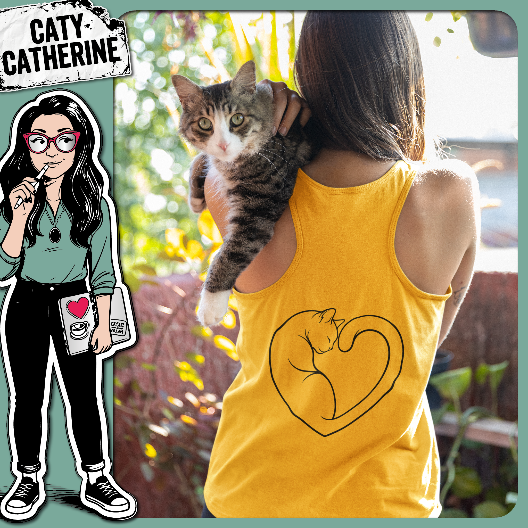 Cat Heart Cat Lover Outline Minimal Design – Pets & Animals SVG Design by Caty Catherine