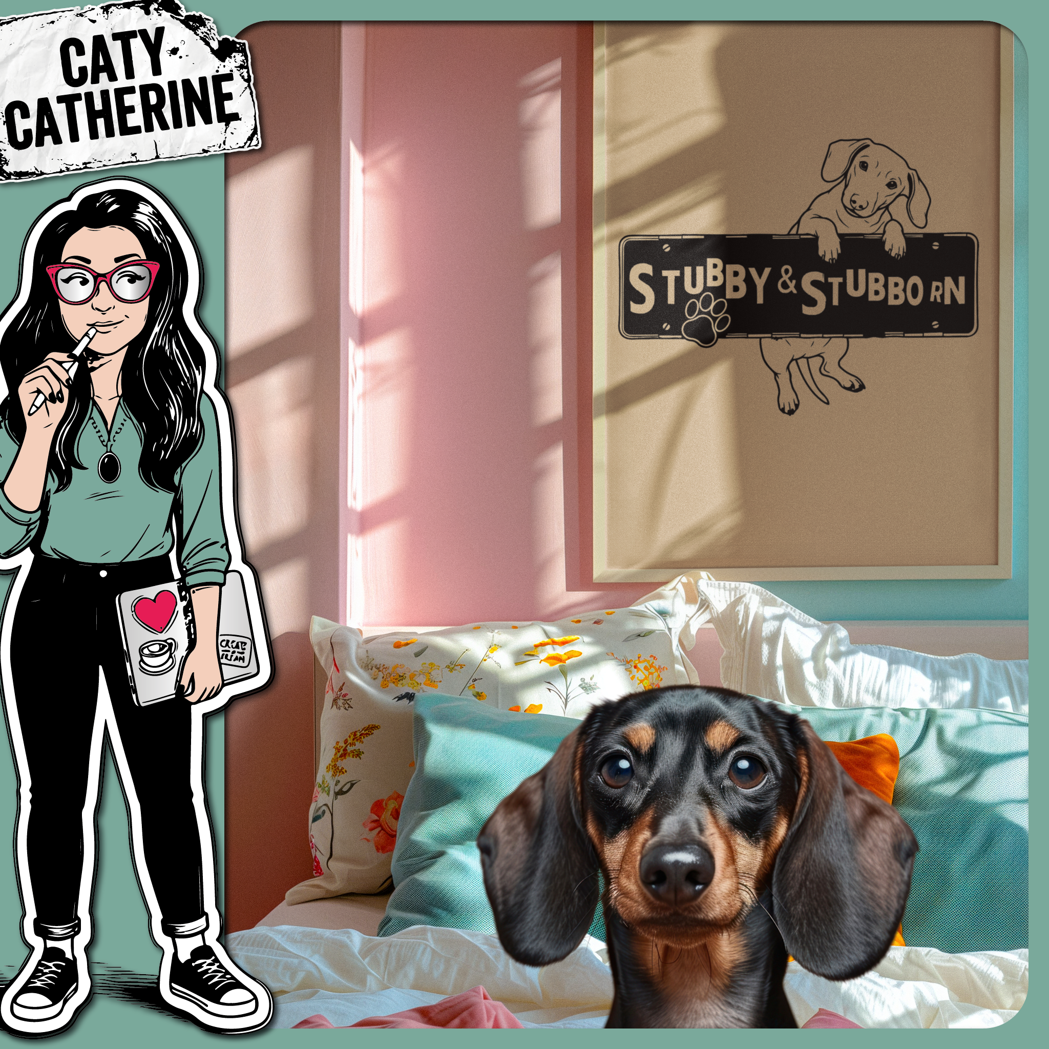 Stubby and Stubborn Dachsund Doxie Dog Sign Funny Design – Pets & Animals SVG Design by Caty Catherine