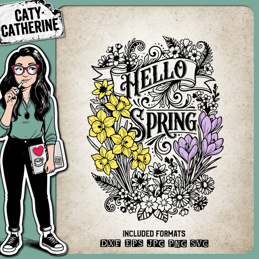 Hello Spring Vintage Floral – Seasonal SVG Design by Caty Catherine