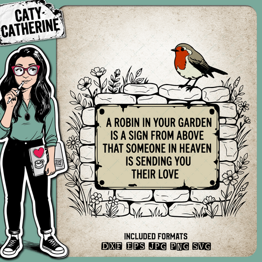 A Robin In Your Garden Sign From Heaven – Remembrance SVG Design by Caty Catherine