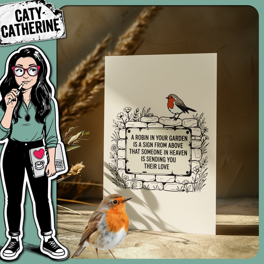 A Robin In Your Garden Sign From Heaven – Remembrance SVG Design by Caty Catherine