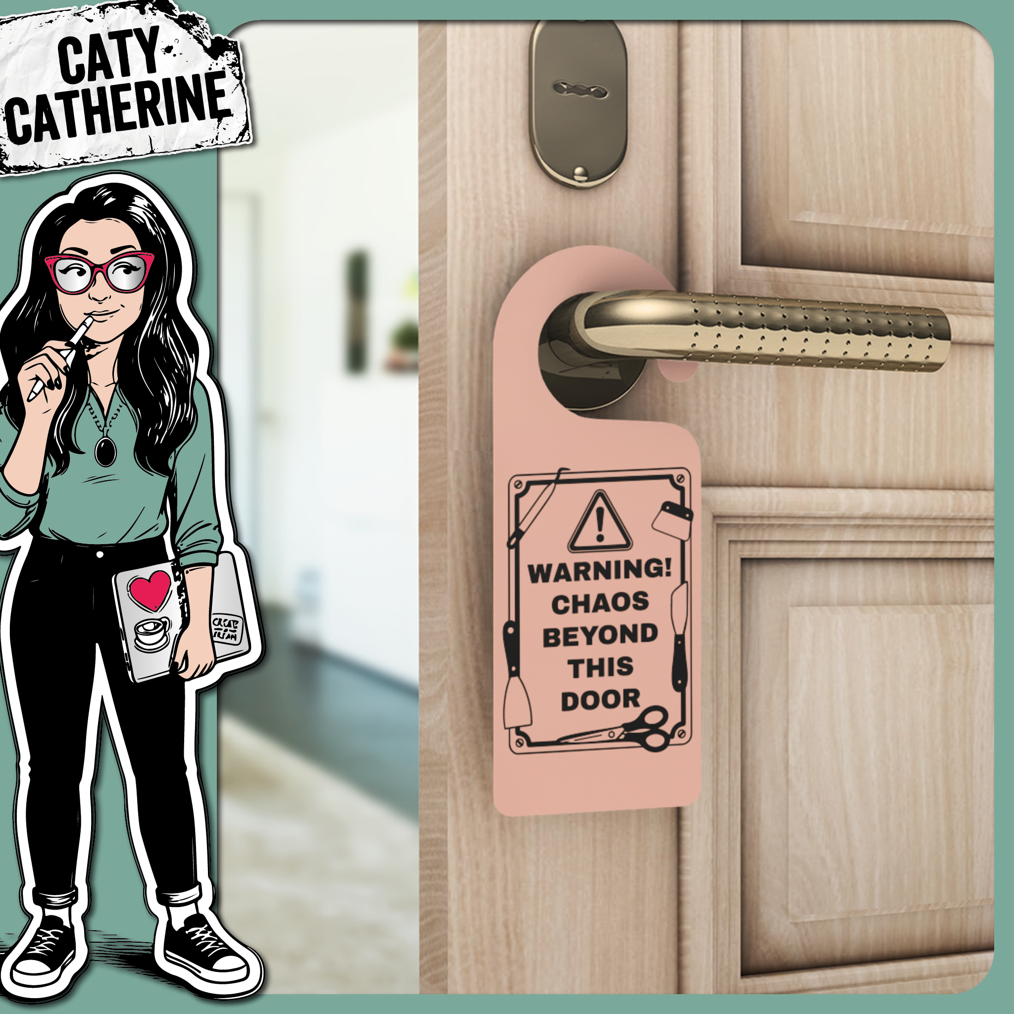 Warning Chaos Beyond This Door Cricut Tools Craft Room Sign – Crafting SVG Design by Caty Catherine