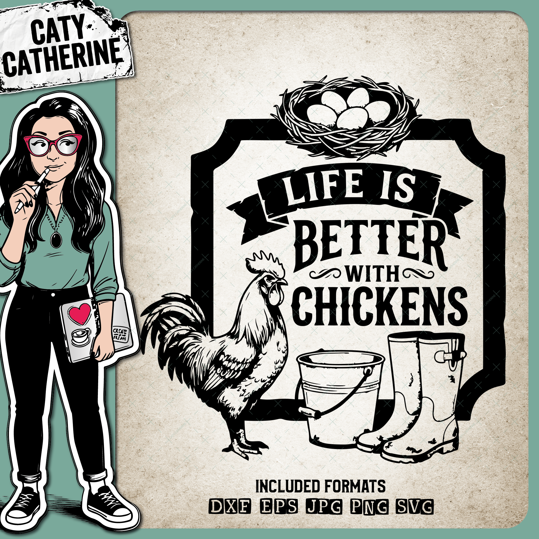 Life Is Better With Chickens Farmhouse Sign – Pets & Animals SVG Design by Caty Catherine