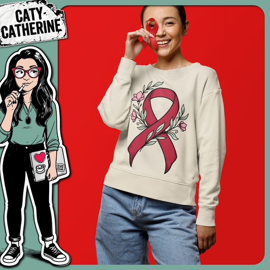 Blood Cancer Awareness Ribbon Floral Support – Health SVG Design by Caty Catherine