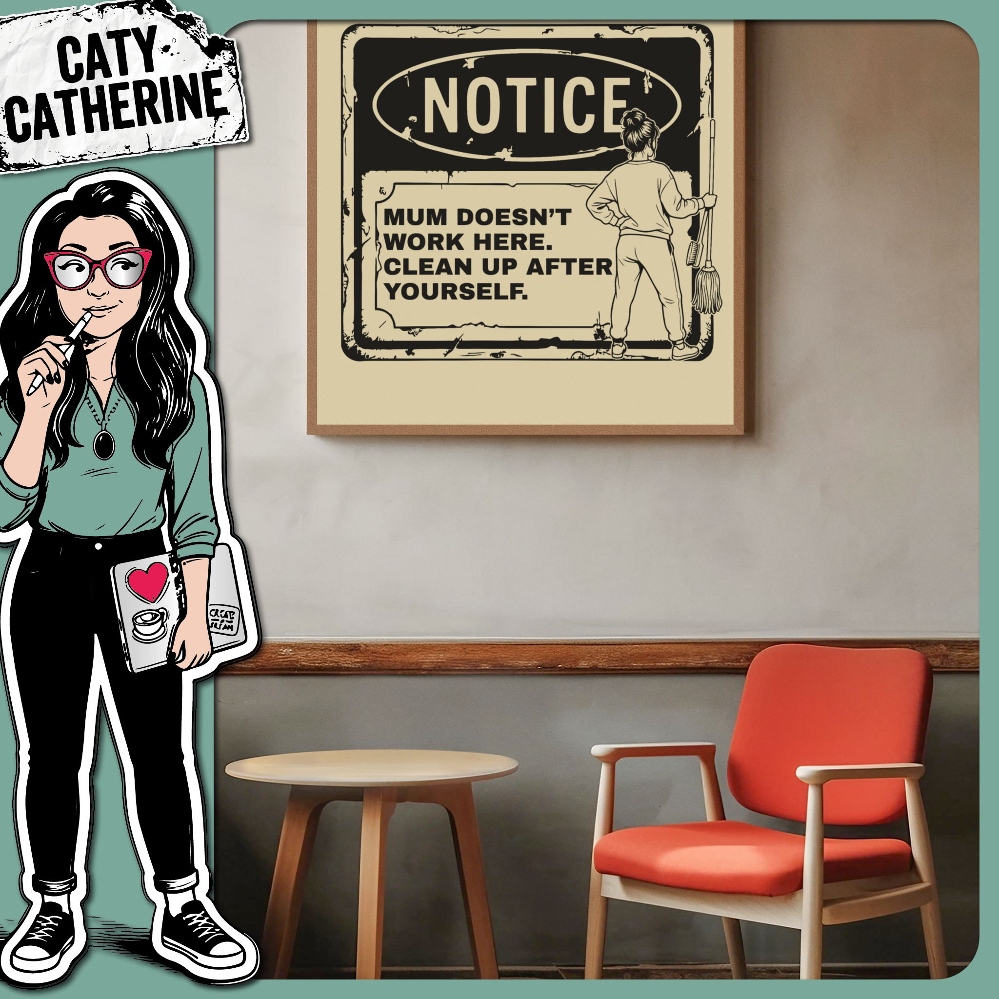 Mum Doesn’t Work Here Clean Up After Yourself Notice Sign – Home Decor SVG Design by Caty Catherine