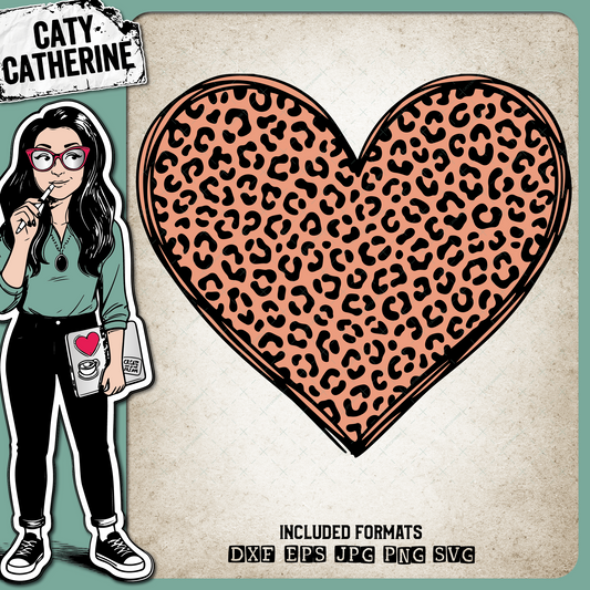 Coloured Leopard Print Love Heart – Love SVG Design by Caty Catherine
