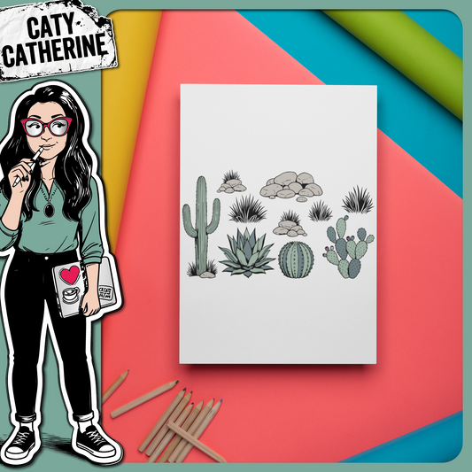 Cactus Cacti Desert Rocks Clip Art – Outdoors SVG Design by Caty Catherine