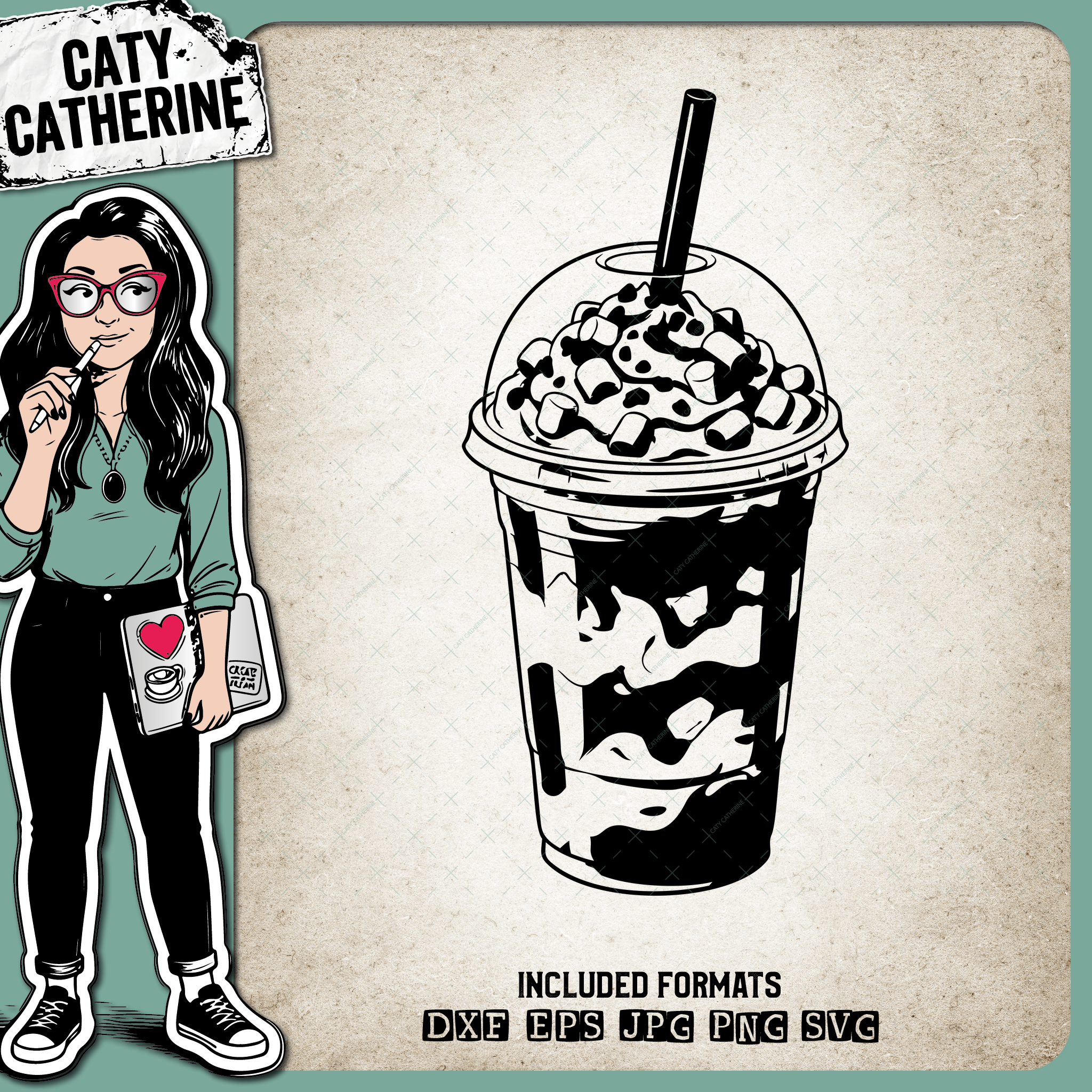 Frappuccino in Plastic Cup with Straw Coffee Lover – Food & Drink SVG Design by Caty Catherine