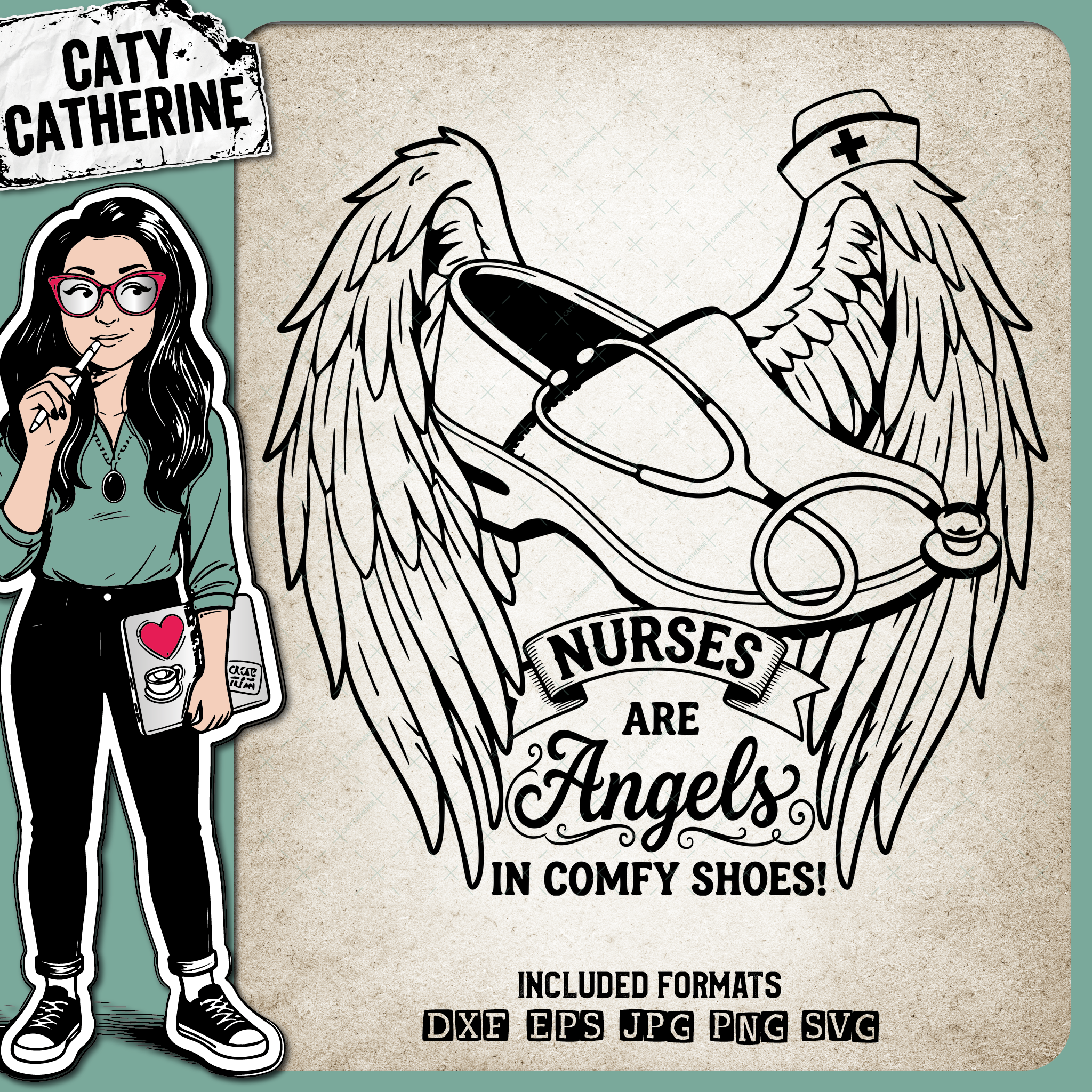 Nurses Are Angels In Comfy Shoes Nurse Appreciation – Occupations SVG Design by Caty Catherine