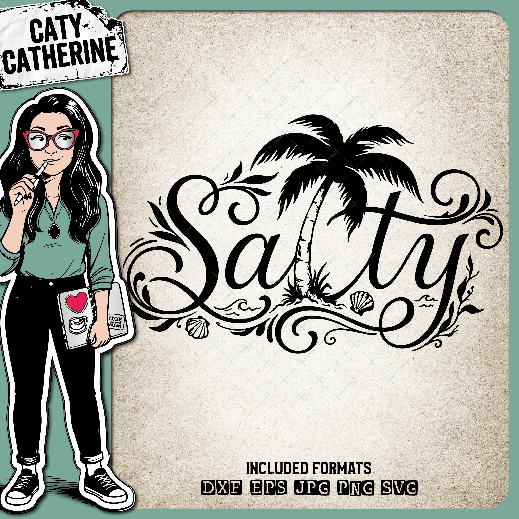 Salty Beach Palm Tree Summer Quote – Seasonal SVG Design by Caty Catherine