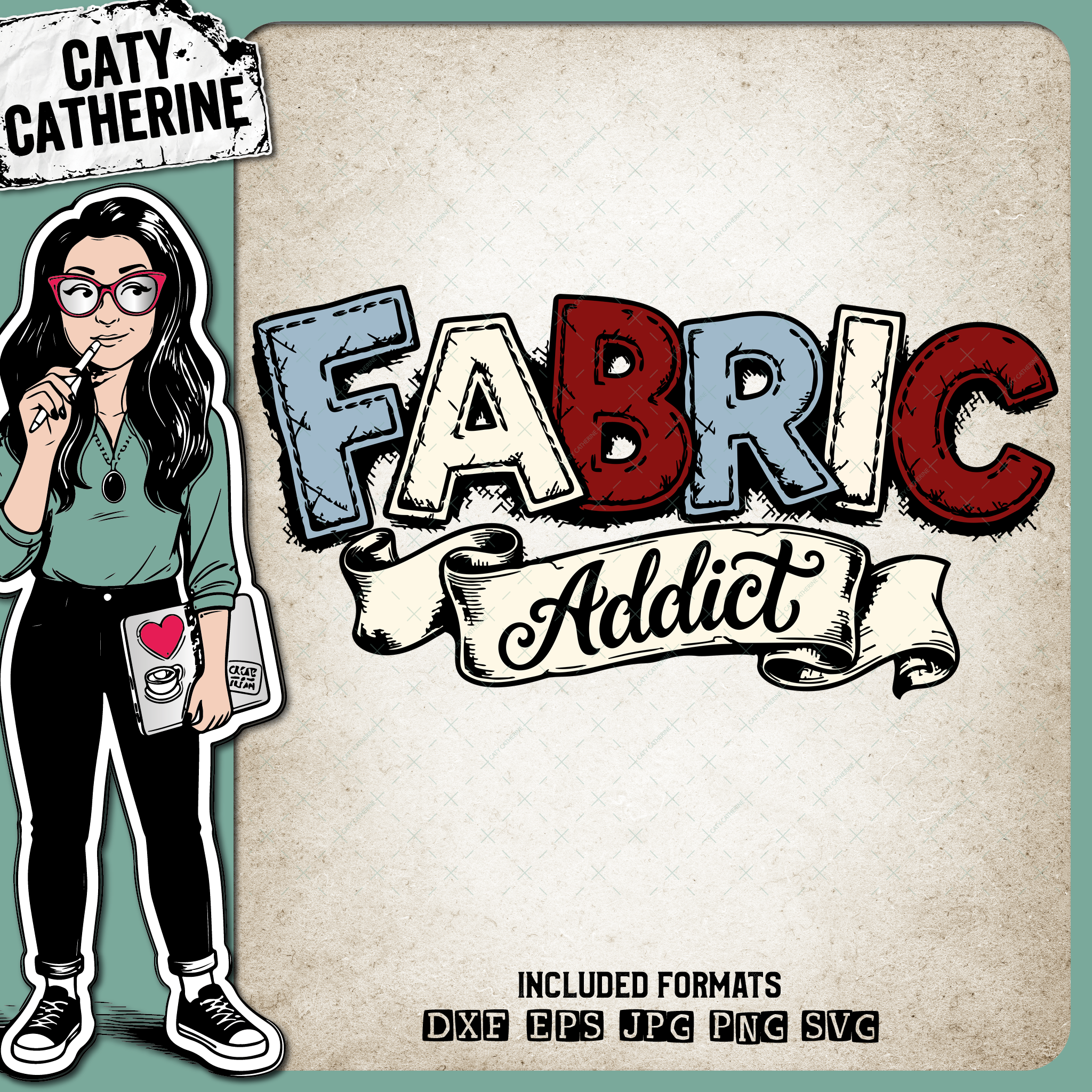 Fabric Addict Sewing and Quilting Quote Design – Crafting SVG Design by Caty Catherine