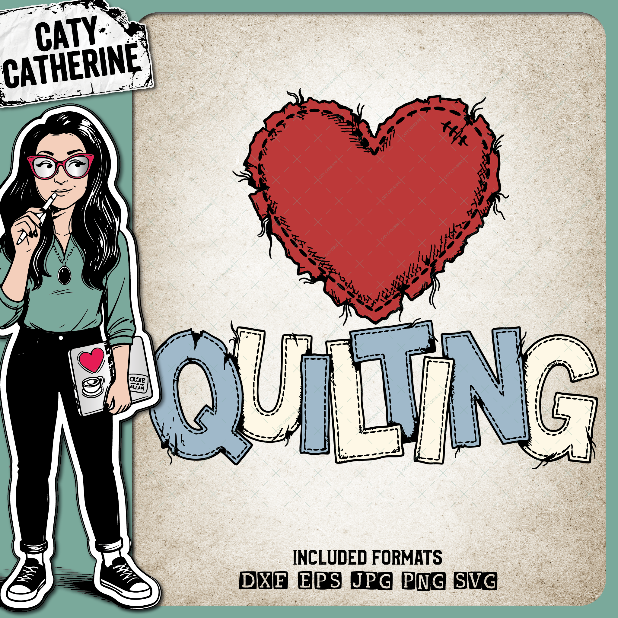 Quilting Heart Patchwork Letters – Crafting SVG Design by Caty Catherine