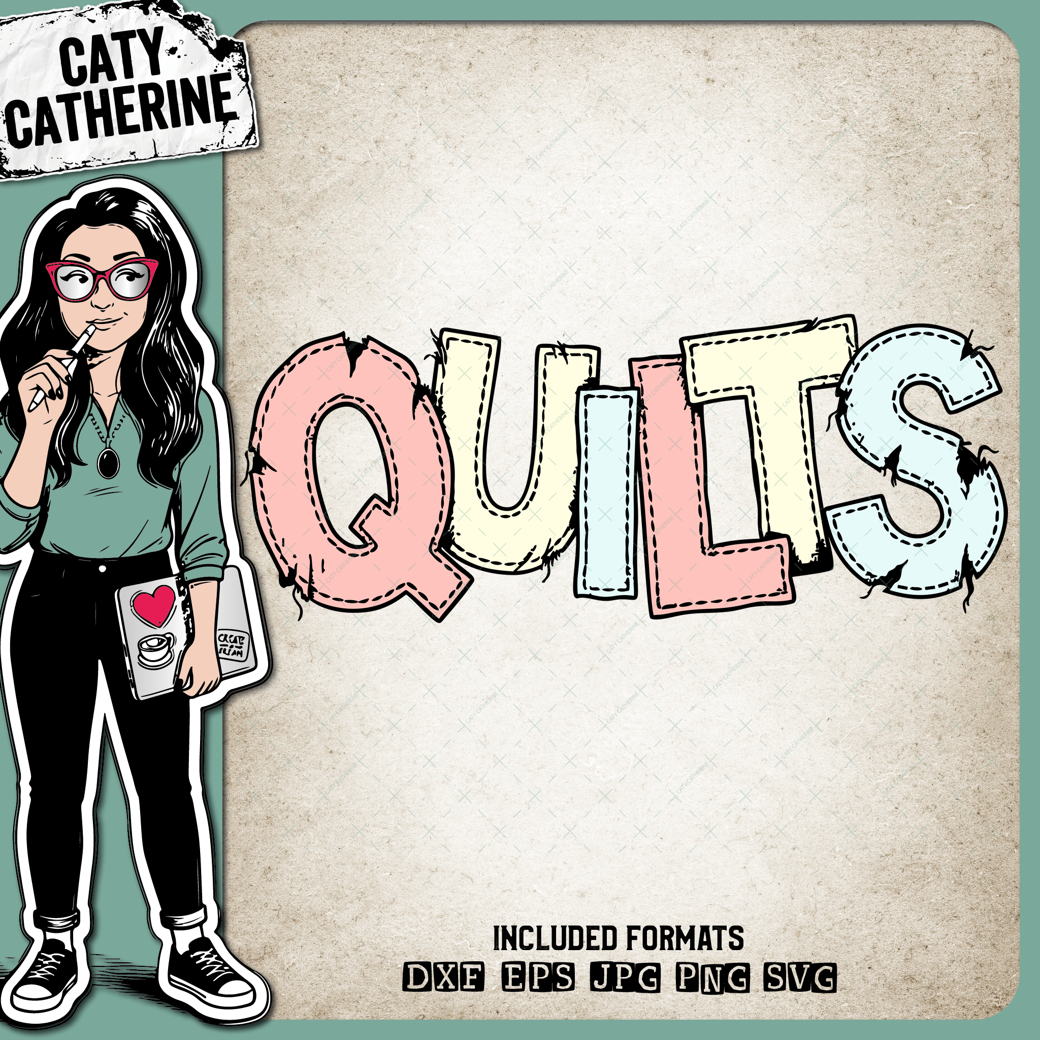 Quilts Patchwork Letters – Crafting SVG Design by Caty Catherine