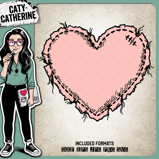Pink Quilted Heart Patch – Crafting SVG Design by Caty Catherine
