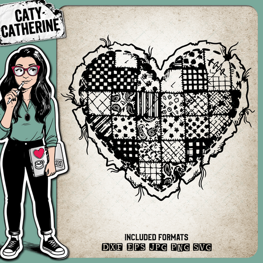 Patchwork Quilt Heart – Crafting SVG Design by Caty Catherine