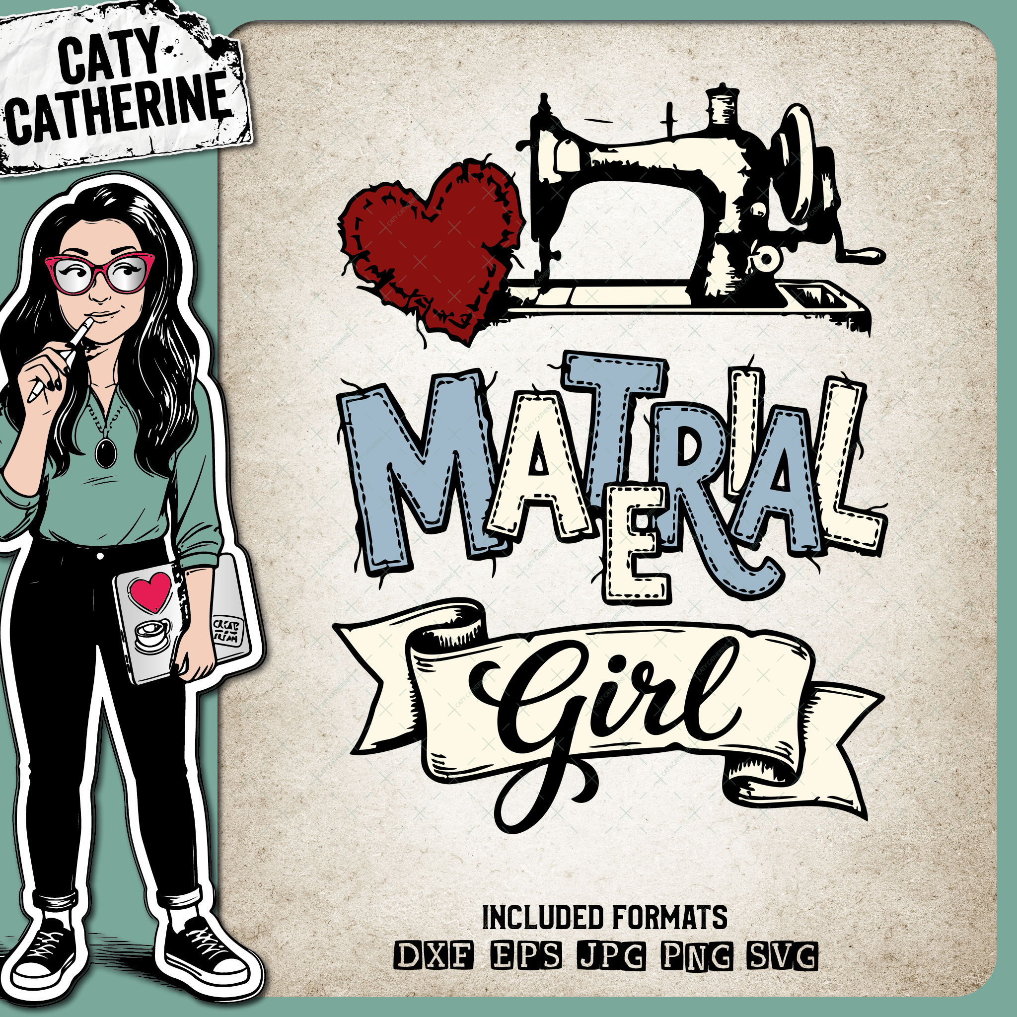 Material Girl Sewing Machine – Crafting SVG Design by Caty Catherine
