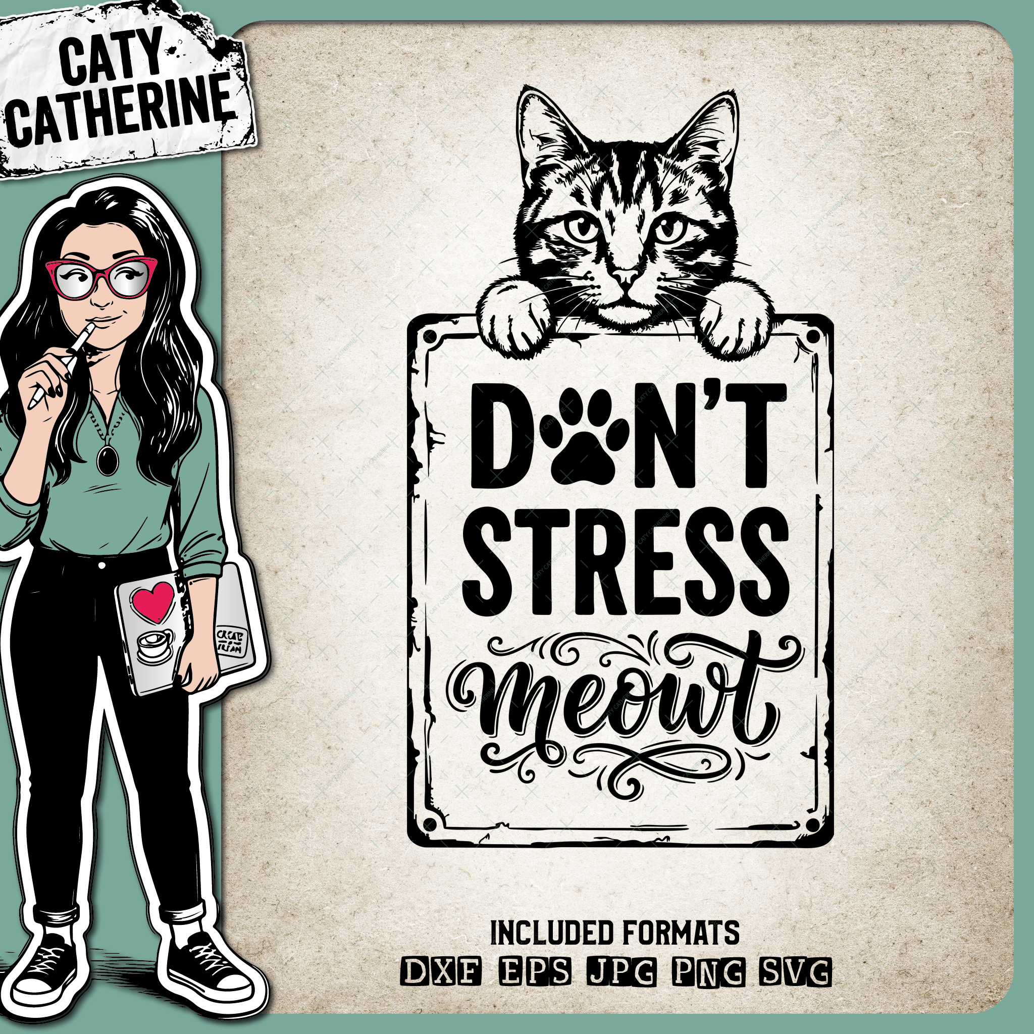 Don’t Stress Meowt Cat Quote – Quotes & Sayings SVG Design by Caty Catherine