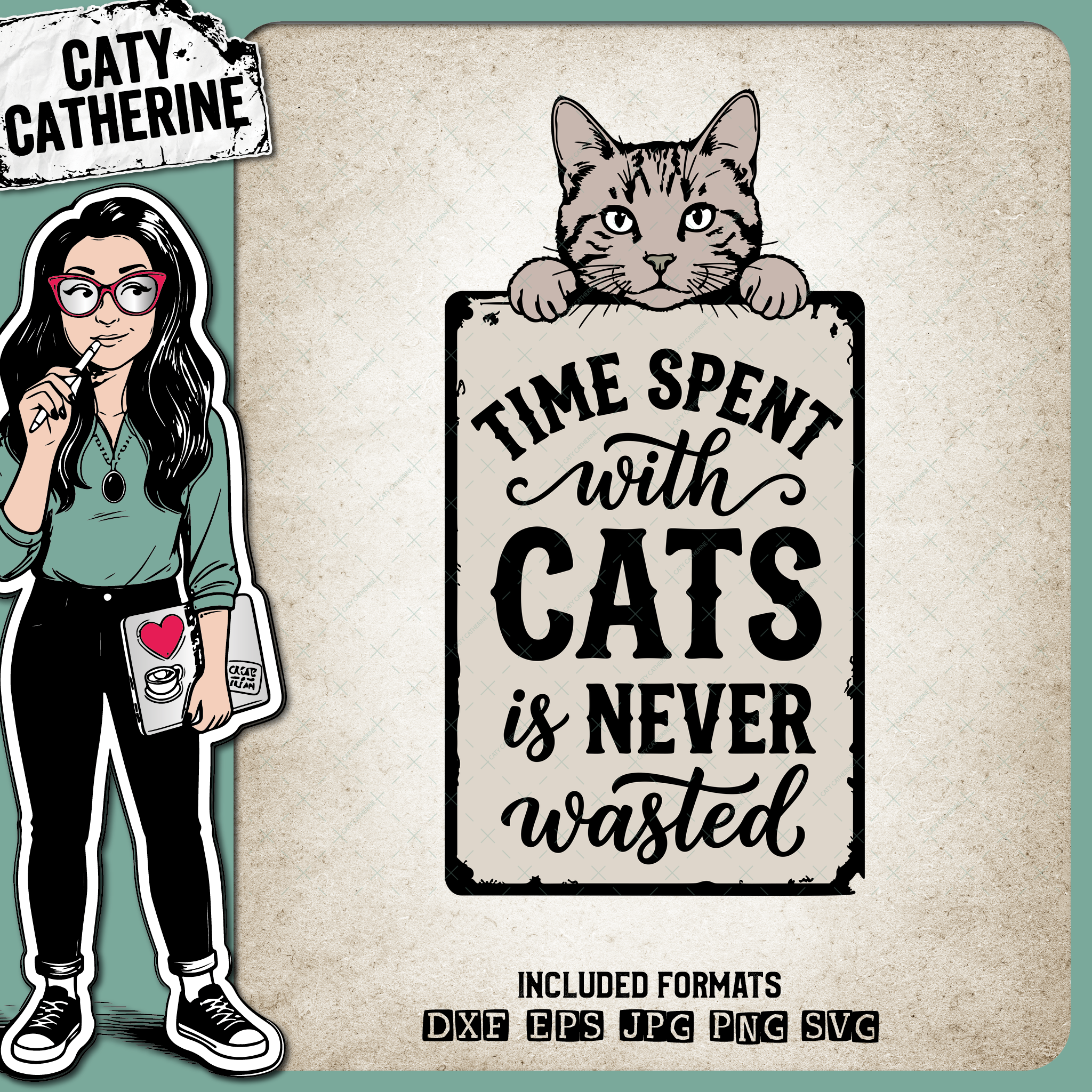 Time Spent With Cats Is Never Wasted – Quotes & Sayings SVG Design by Caty Catherine
