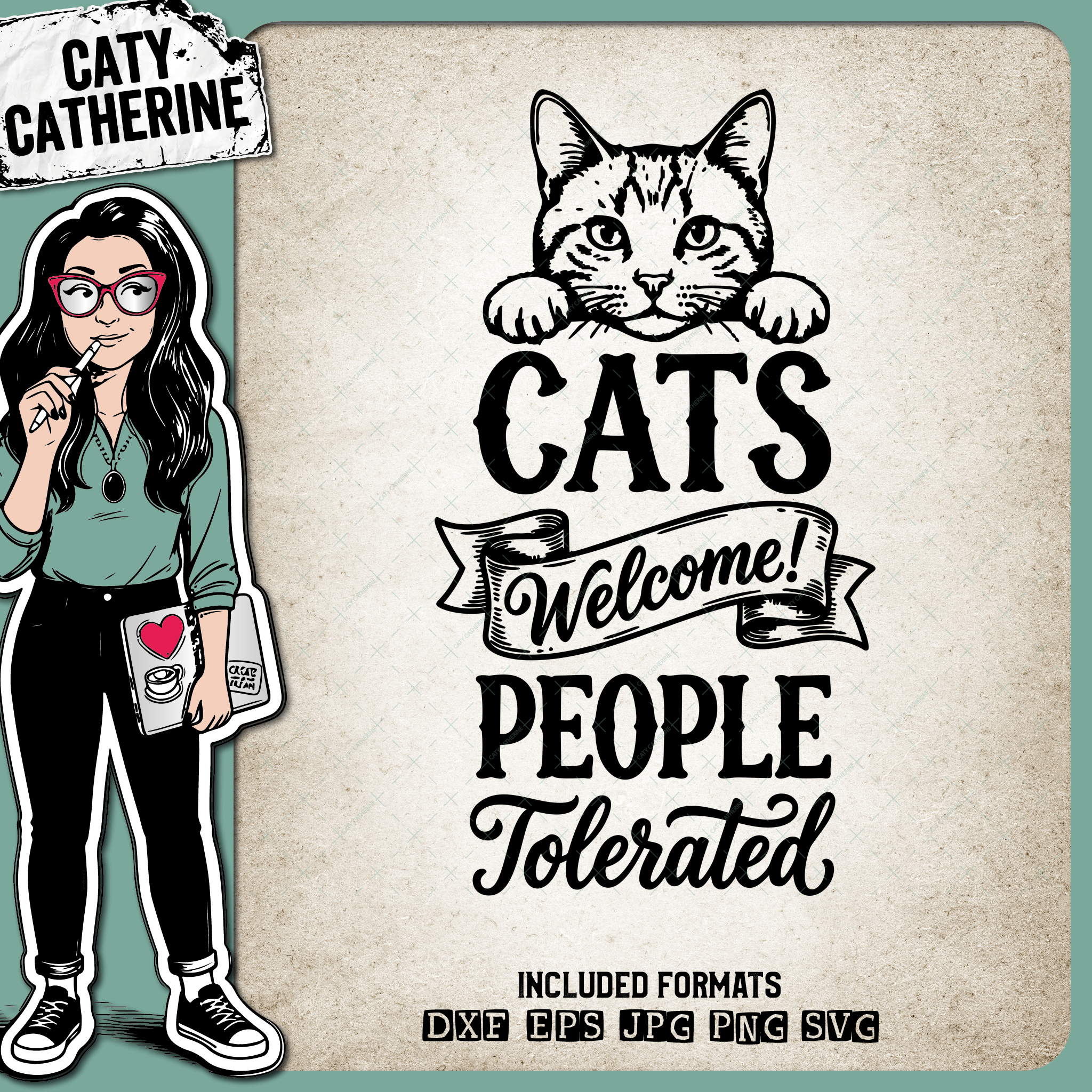 Cats Welcome People Tolerated – Quotes & Sayings SVG Design by Caty Catherine