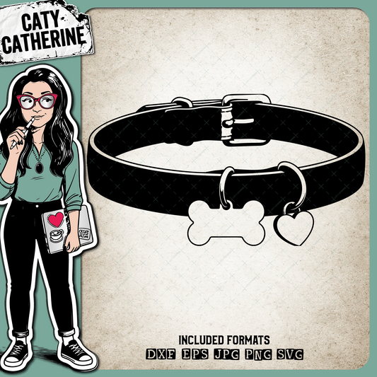 Dog Collar Bone Heart Pet Tags – Pets & Animals SVG Design by Caty Catherine