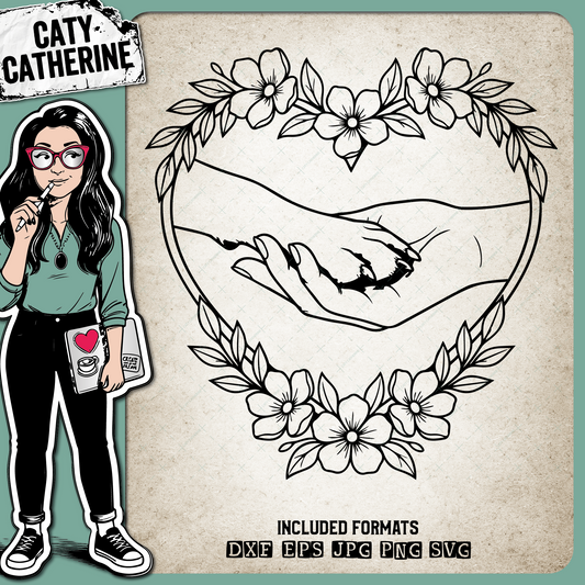 Floral Wreath Holding Hands Dog Paw Landscape – Pets & Animals SVG Design by Caty Catherine