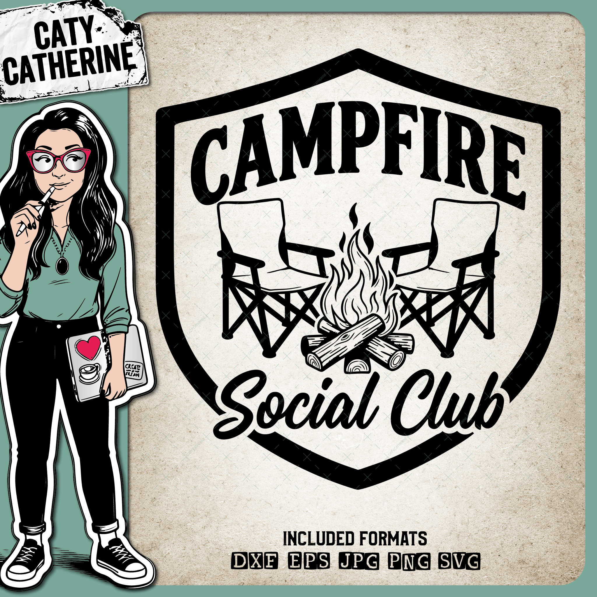 Campfire Social Club Camping Adventure – Travel SVG Design by Caty Catherine