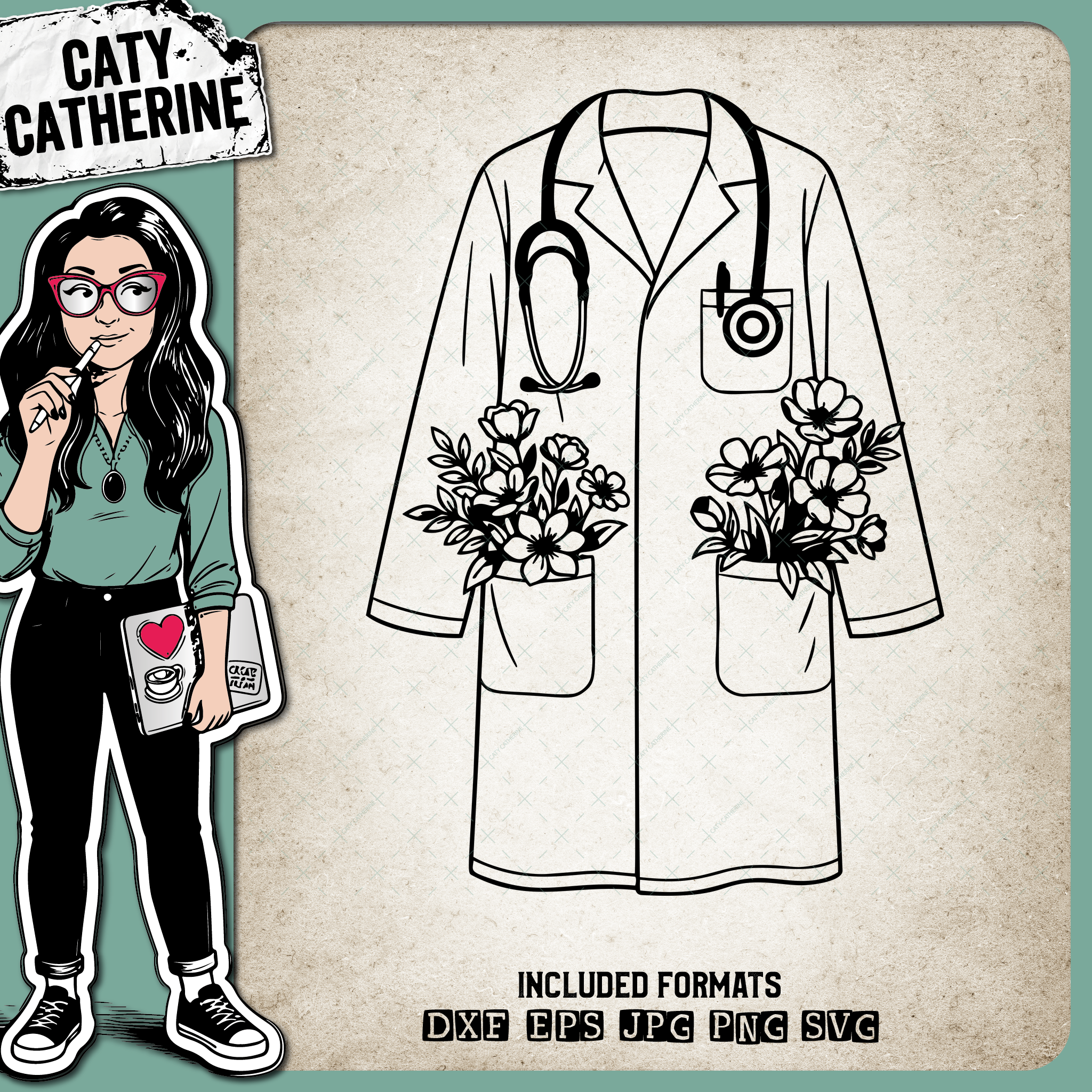 Floral Doctor Medical School Graduation Coat – Occupations SVG Design by Caty Catherine
