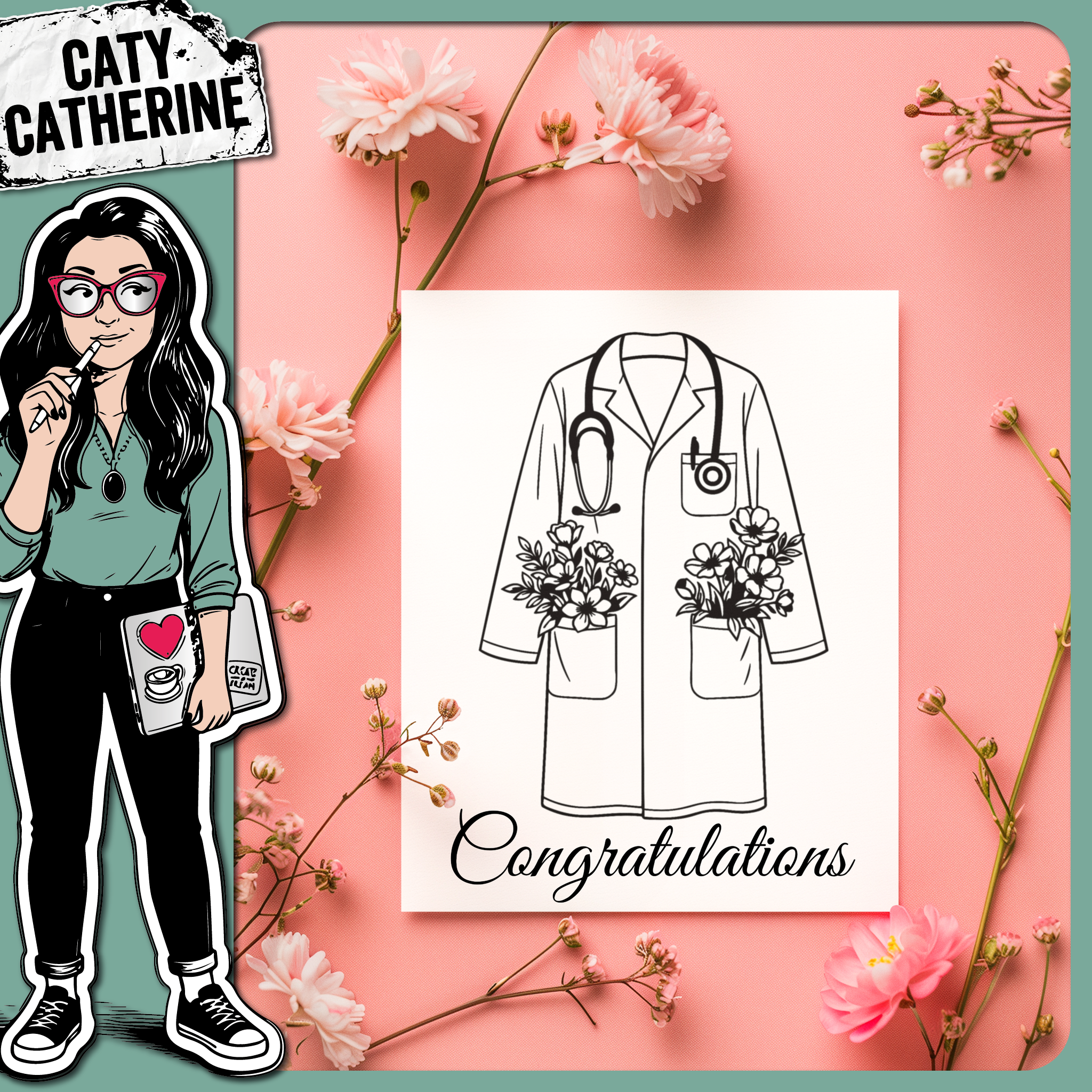 Floral Doctor Medical School Graduation Coat – Occupations SVG Design by Caty Catherine