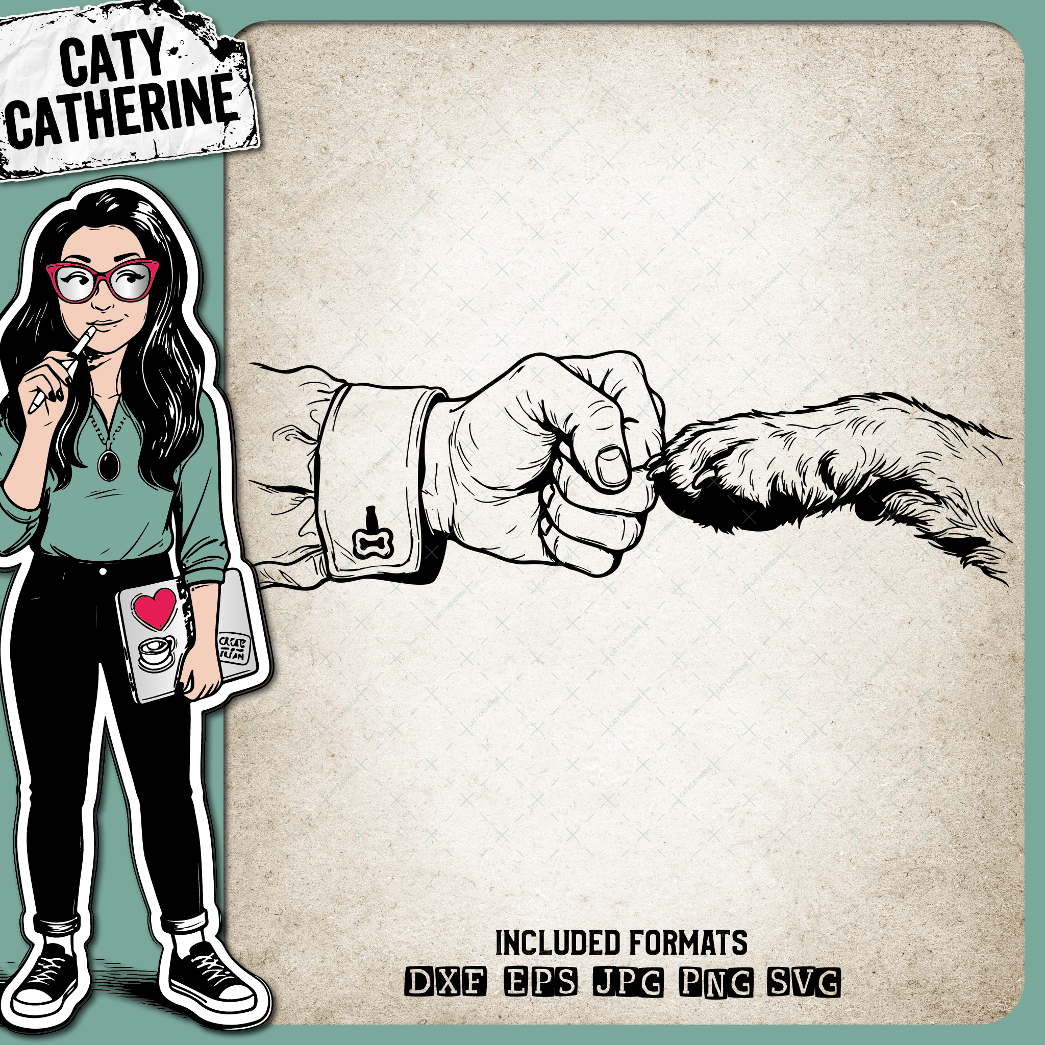 Dog Paw Man's Hand Fist Bump – Pets & Animals SVG Design by Caty Catherine