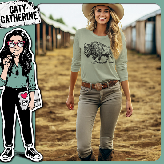 Wild Americana Heritage Western Nature-Inspired Patterned Bison – Western SVG Design by Caty Catherine