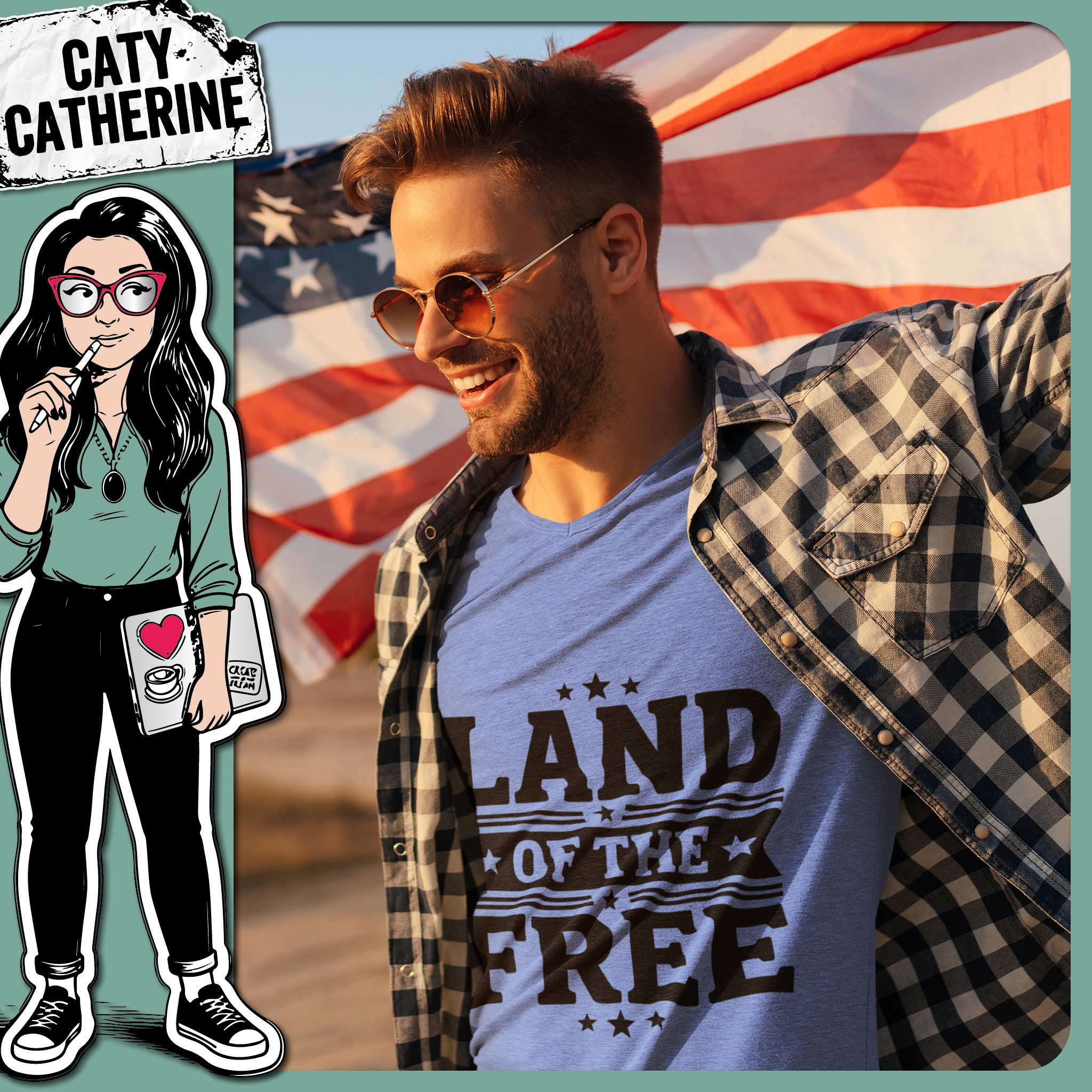 Land Of The Free Patriotic Typography – Indepence Day SVG Design by Caty Catherine