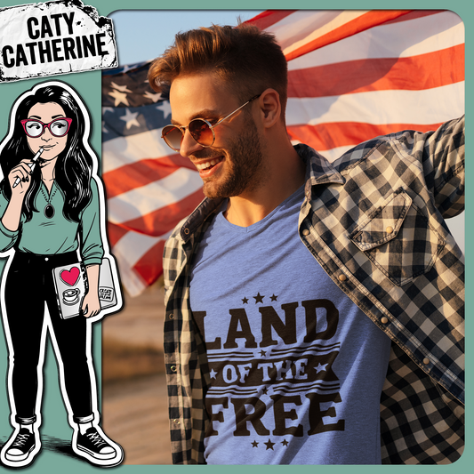 Land Of The Free Patriotic Typography – Indepence Day SVG Design by Caty Catherine
