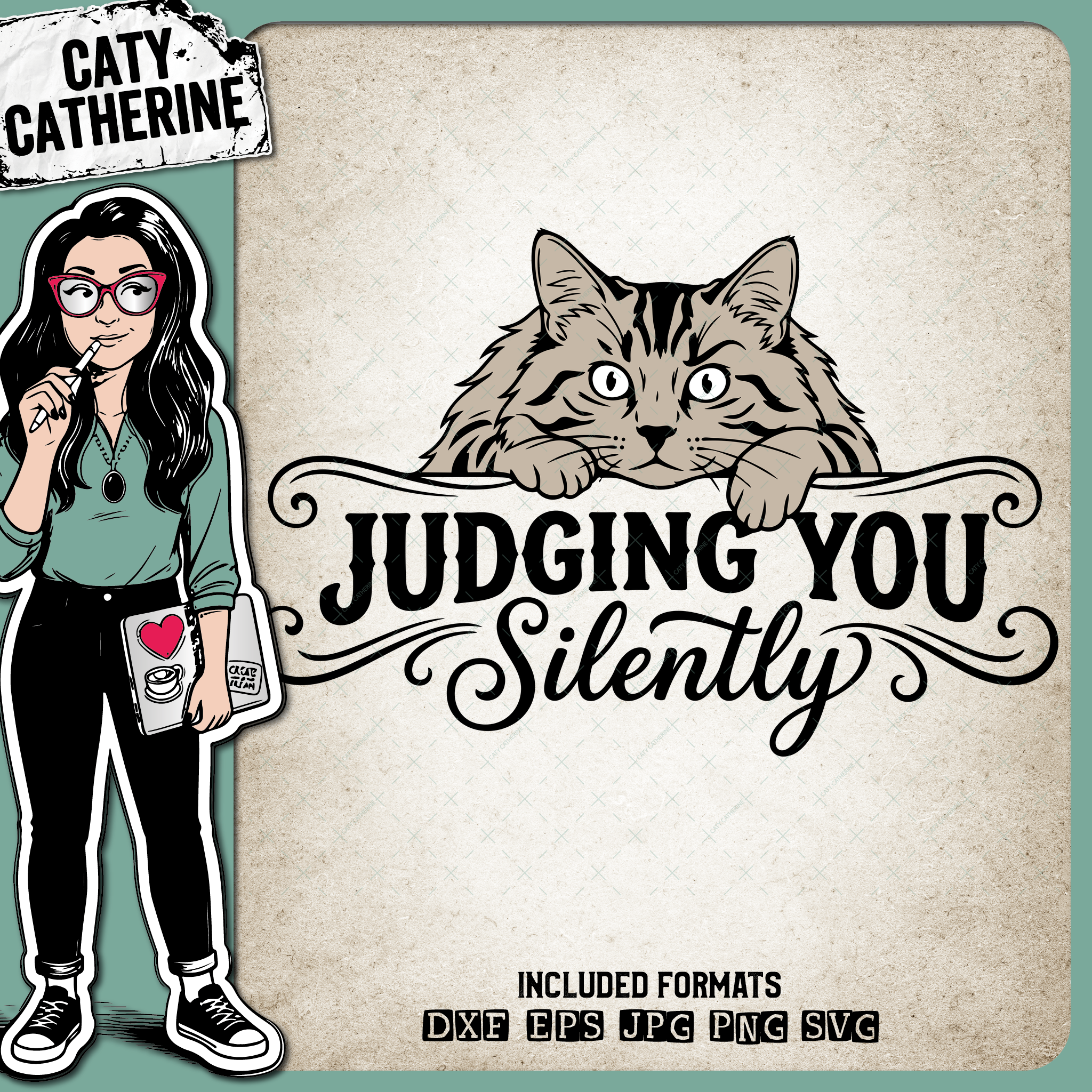 Judging You Silently Funny Cat Quote – Quotes & Sayings SVG Design by Caty Catherine