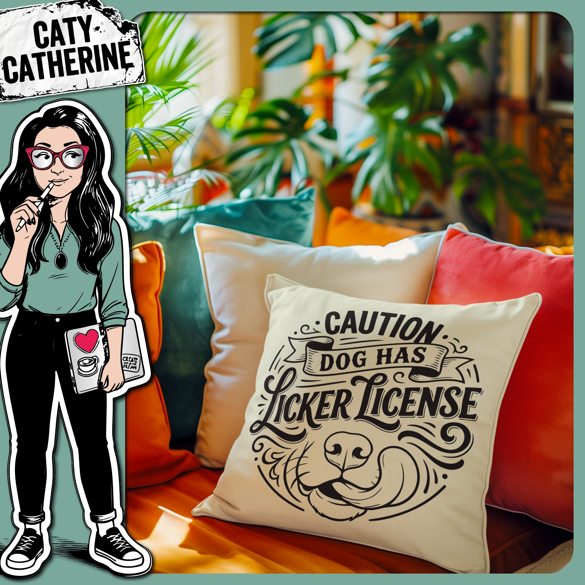 Caution Dog Has Licker License Funny Quote – Pets & Animals SVG Design by Caty Catherine