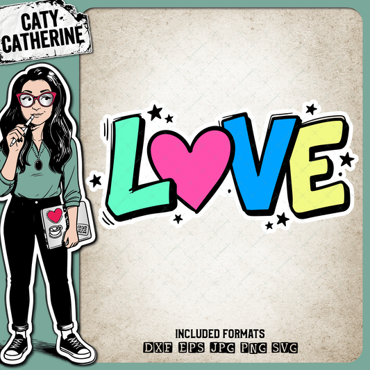 Colourful LOVE Heart Typography – Love SVG Design by Caty Catherine