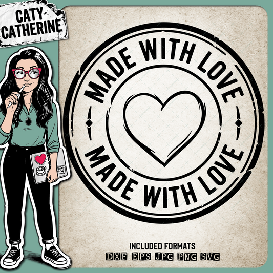 Made With Love Postal Stamp – Quotes & Sayings SVG Design by Caty Catherine