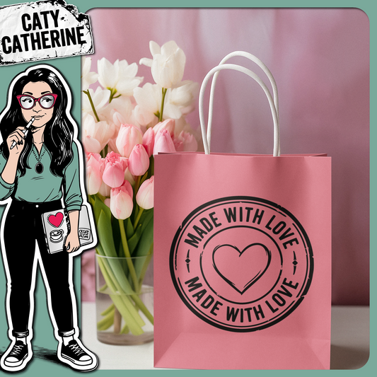 Made With Love Postal Stamp – Quotes & Sayings SVG Design by Caty Catherine