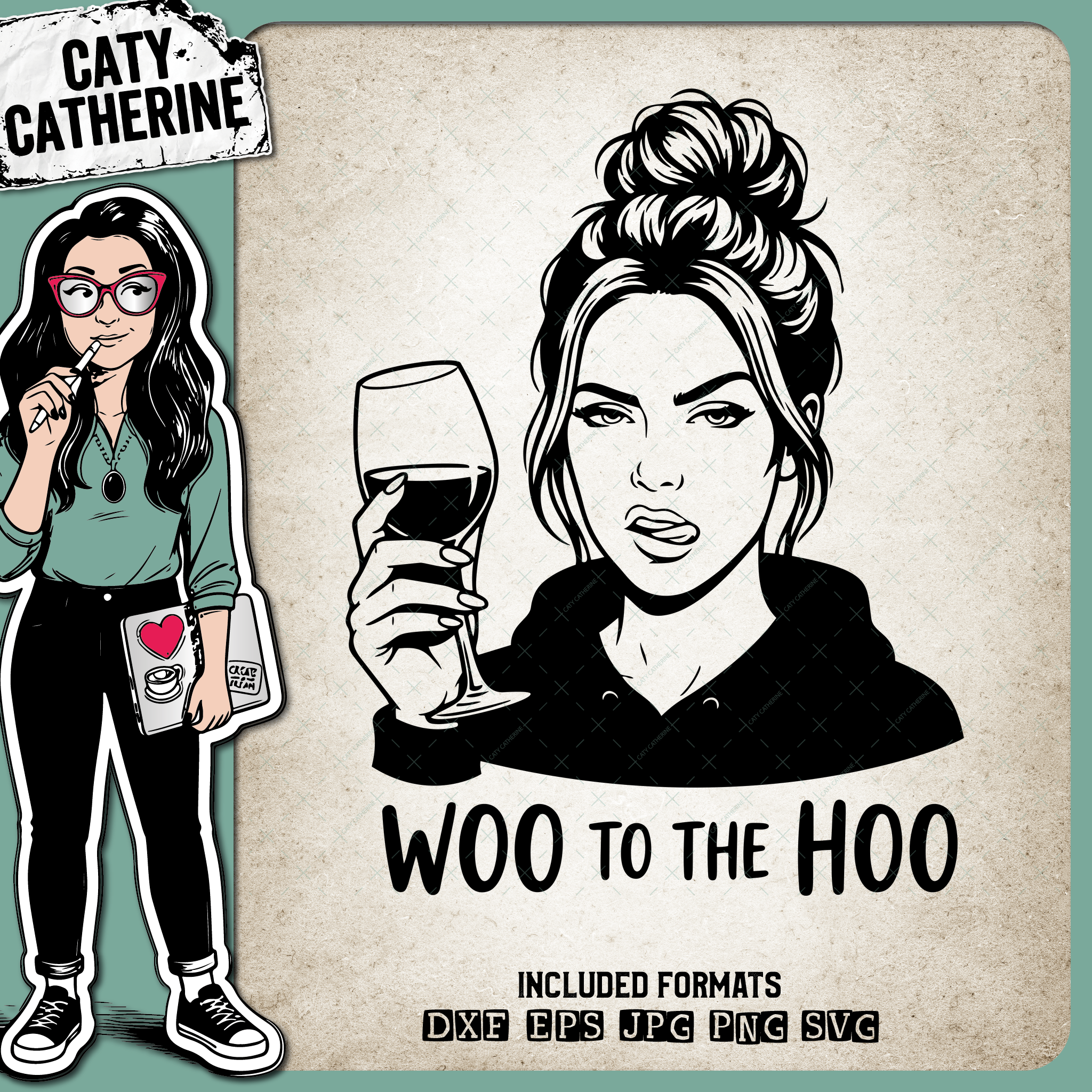 Woo To The Hoo Funny Wine Quote – Quotes & Sayings SVG Design by Caty Catherine
