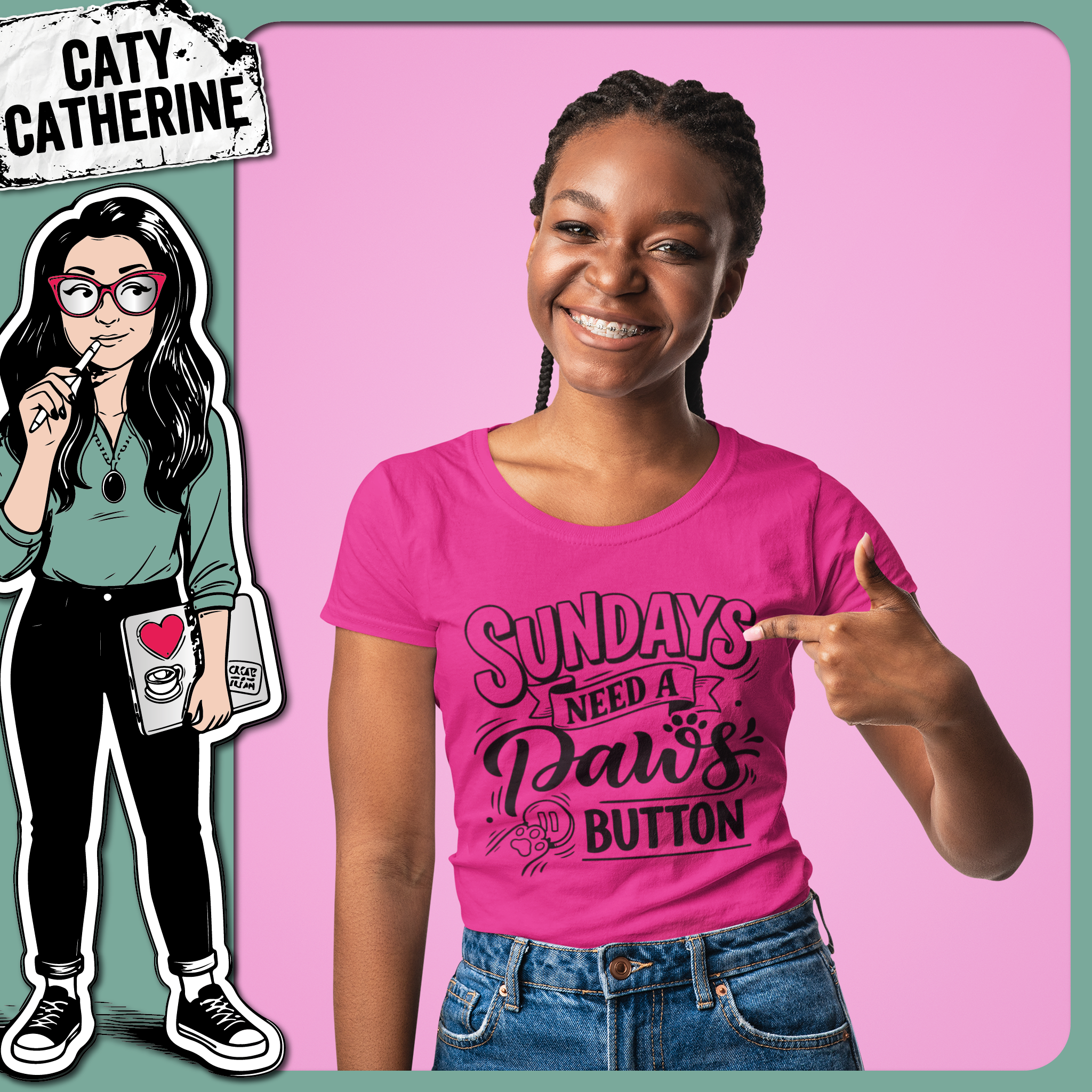 Sundays Need a Paws (Pause) Button – Quotes & Sayings SVG Design by Caty Catherine