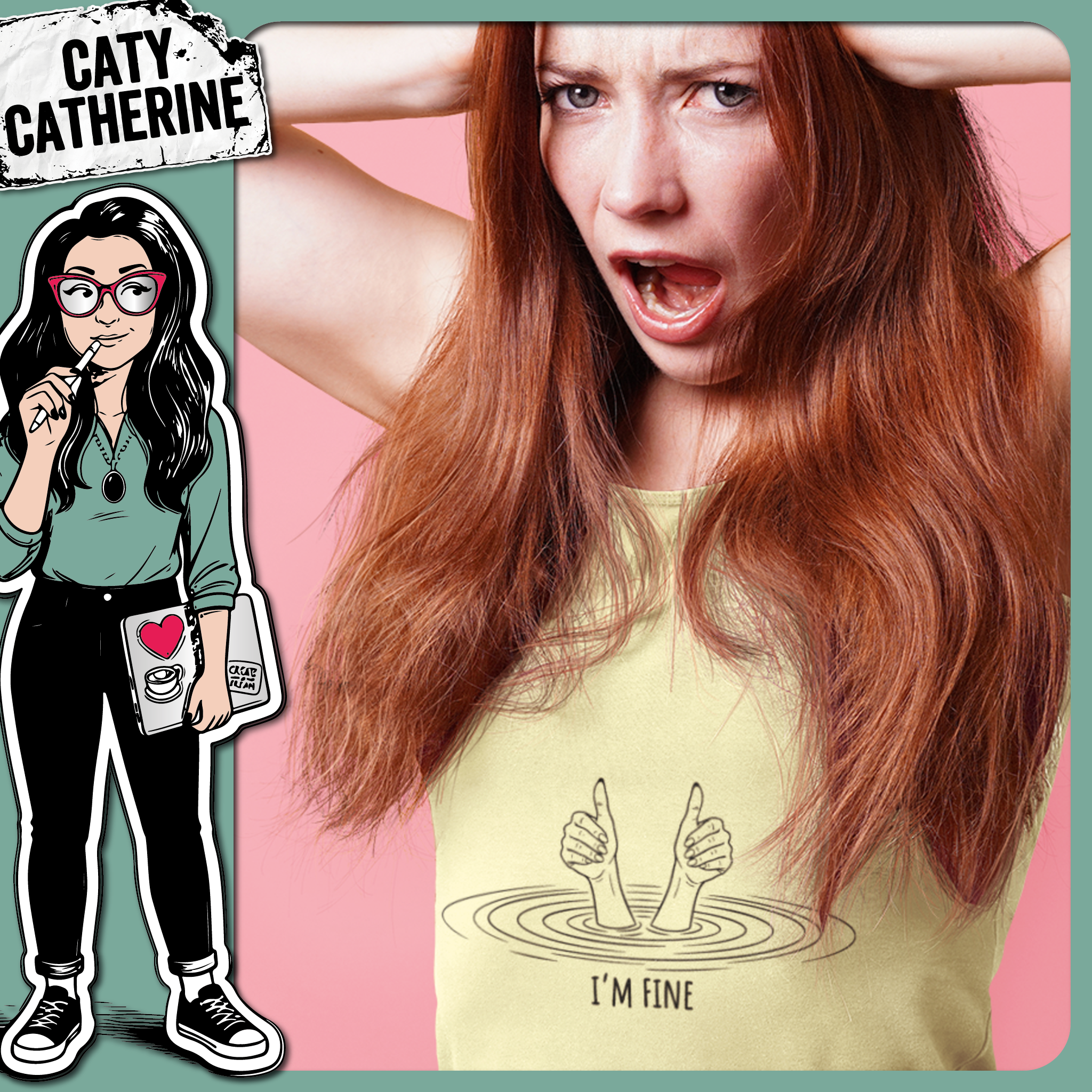I’m Fine Thumbs Up Sinking Quote – Quotes & Sayings SVG Design by Caty Catherine