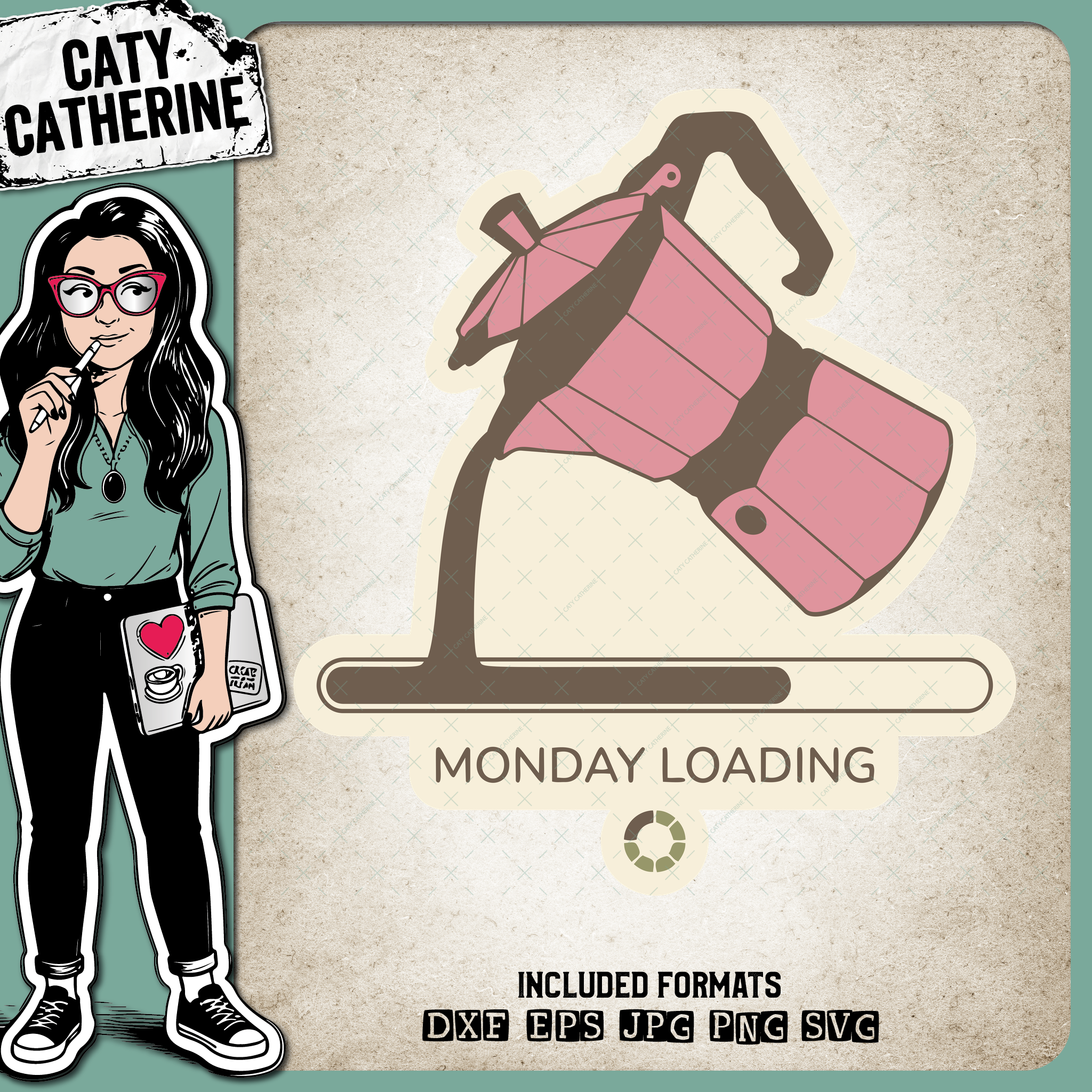 Monday Loading Coffee Pouring Progress Bar – Food & Drink SVG Design by Caty Catherine