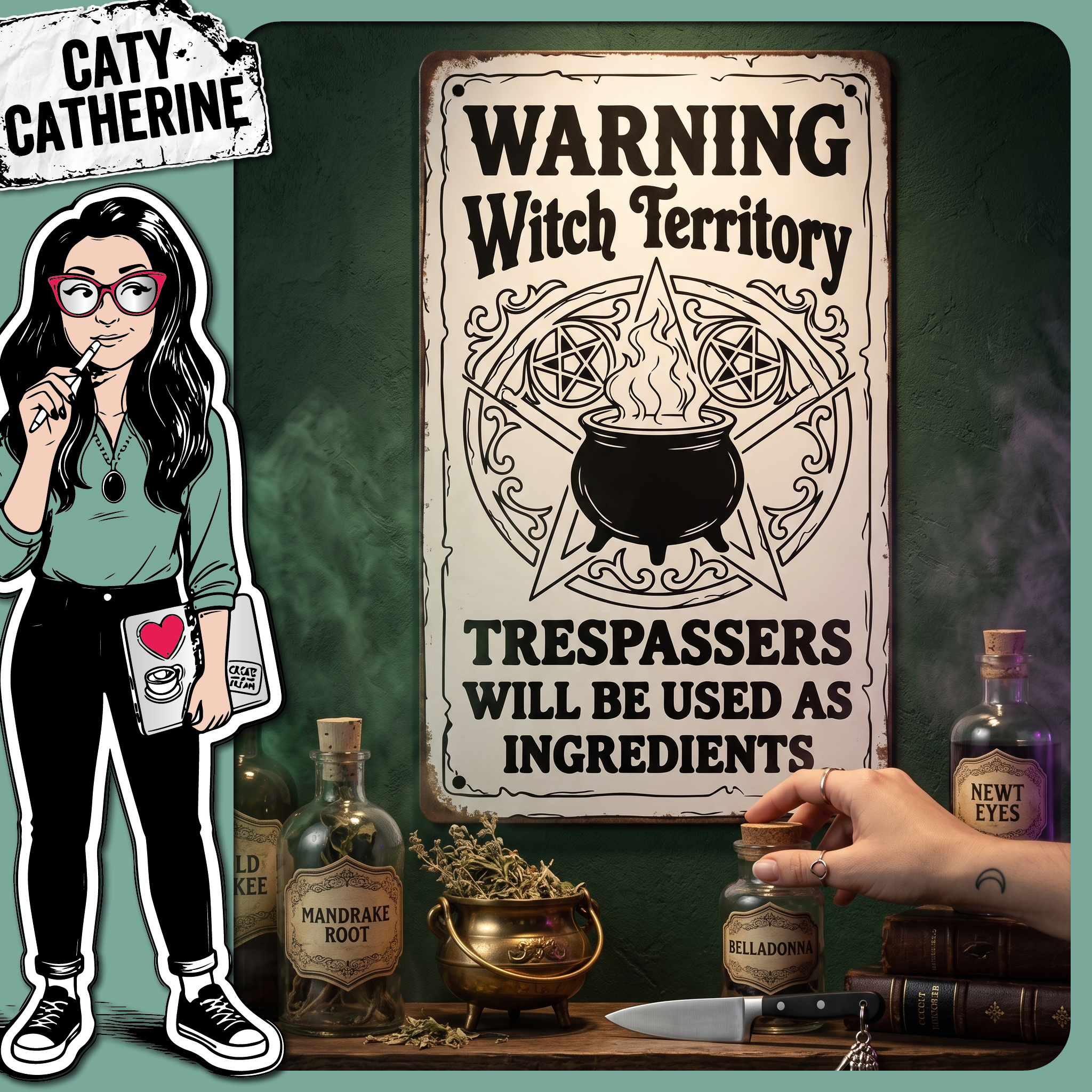 Warning Witch Territory Trespassers Will Be Used As Ingredients – Halloween SVG Design by Caty Catherine