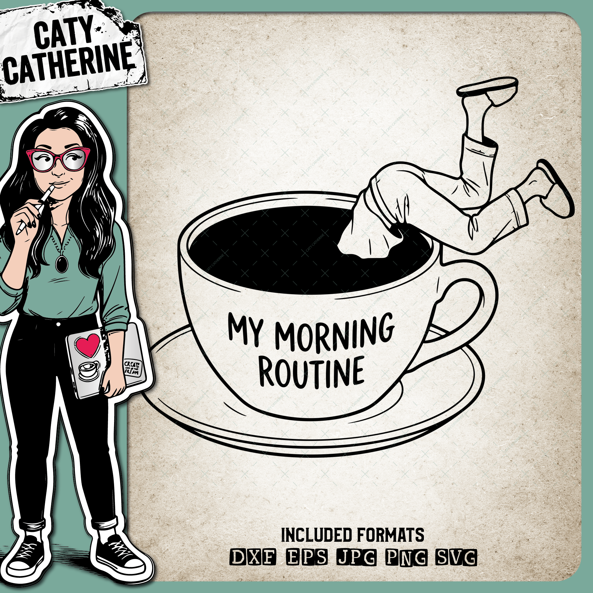 My Morning Routine Coffee Dive – Quotes & Sayings SVG Design by Caty Catherine